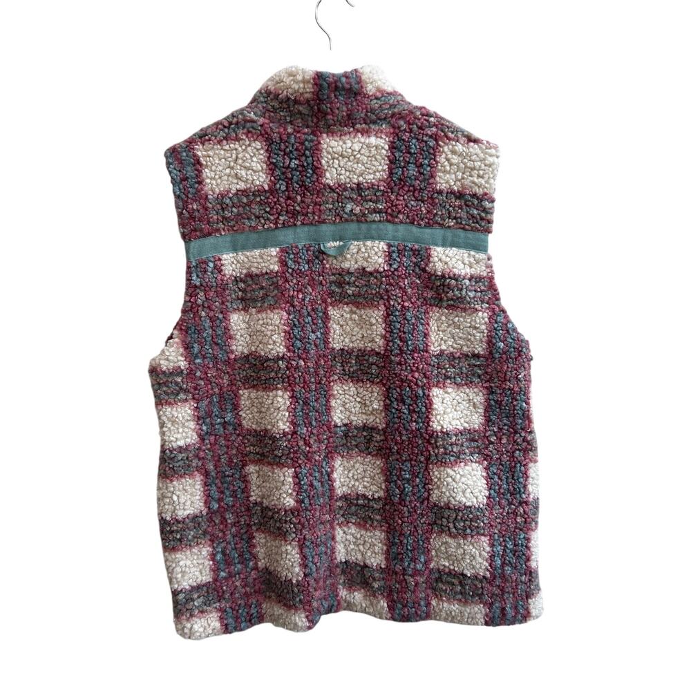 Umgee Plaid Sherpa Fleece Zip Vest Womens Large - Picture 2 of 5